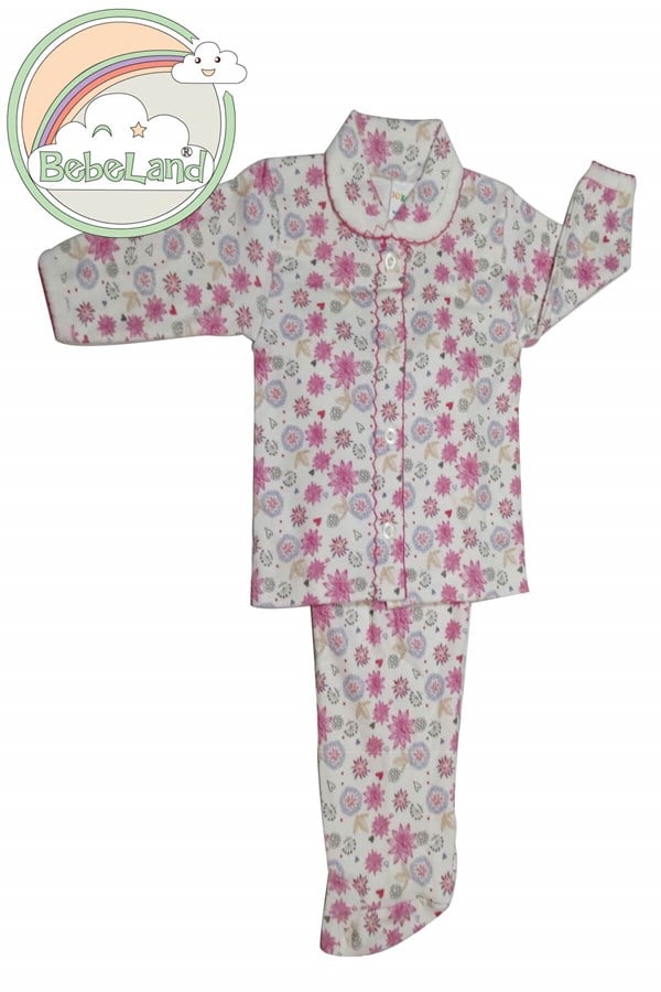 BL-26Kız BebekÇiçek Desenli 2 li takım pijama